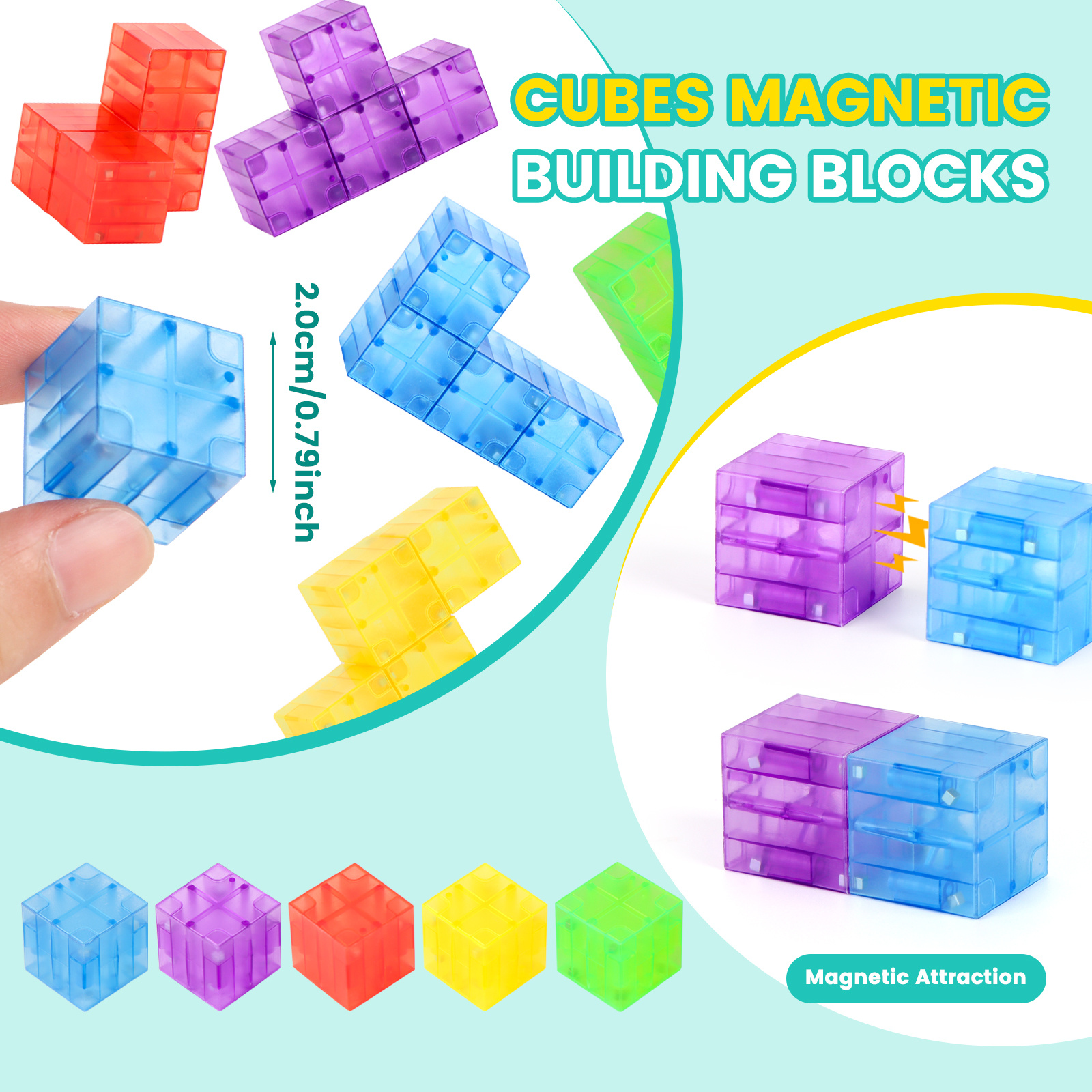 Image of 100pcs Magnetic Blocks | Transparent Magnetic Building Cubes | Stem Construction Toy | Creative Stacking Shape Building Blocks | Halloween Christmas Birthday Gift For Boys And Girls