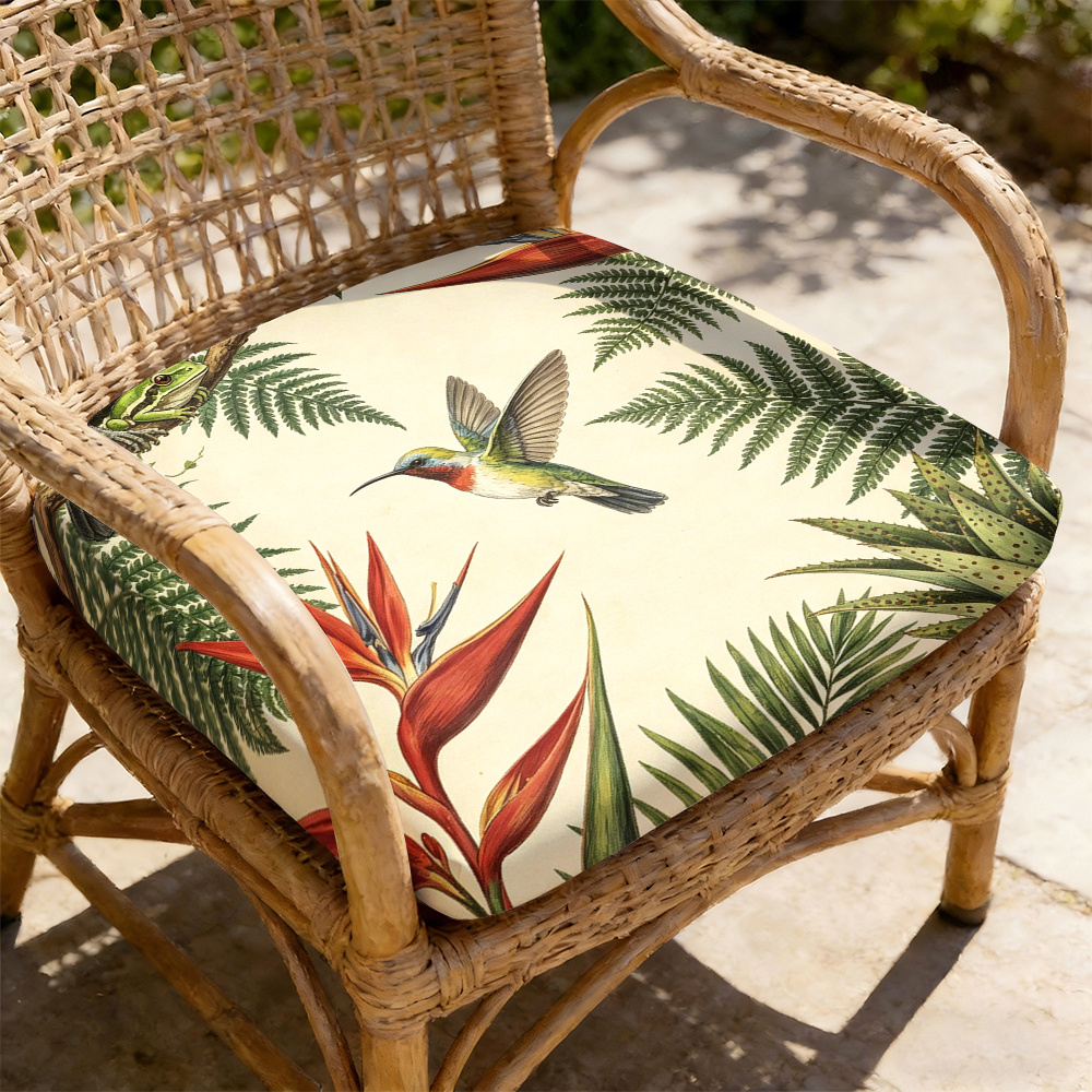 TEMU 1pc Hummingbird Tropical Plants Pattern Courtyard Chair Seat Cushion, Indoor And Outdoor Seat Cushions, Back Cushions, Size 19.7*17.7*1.57inch,