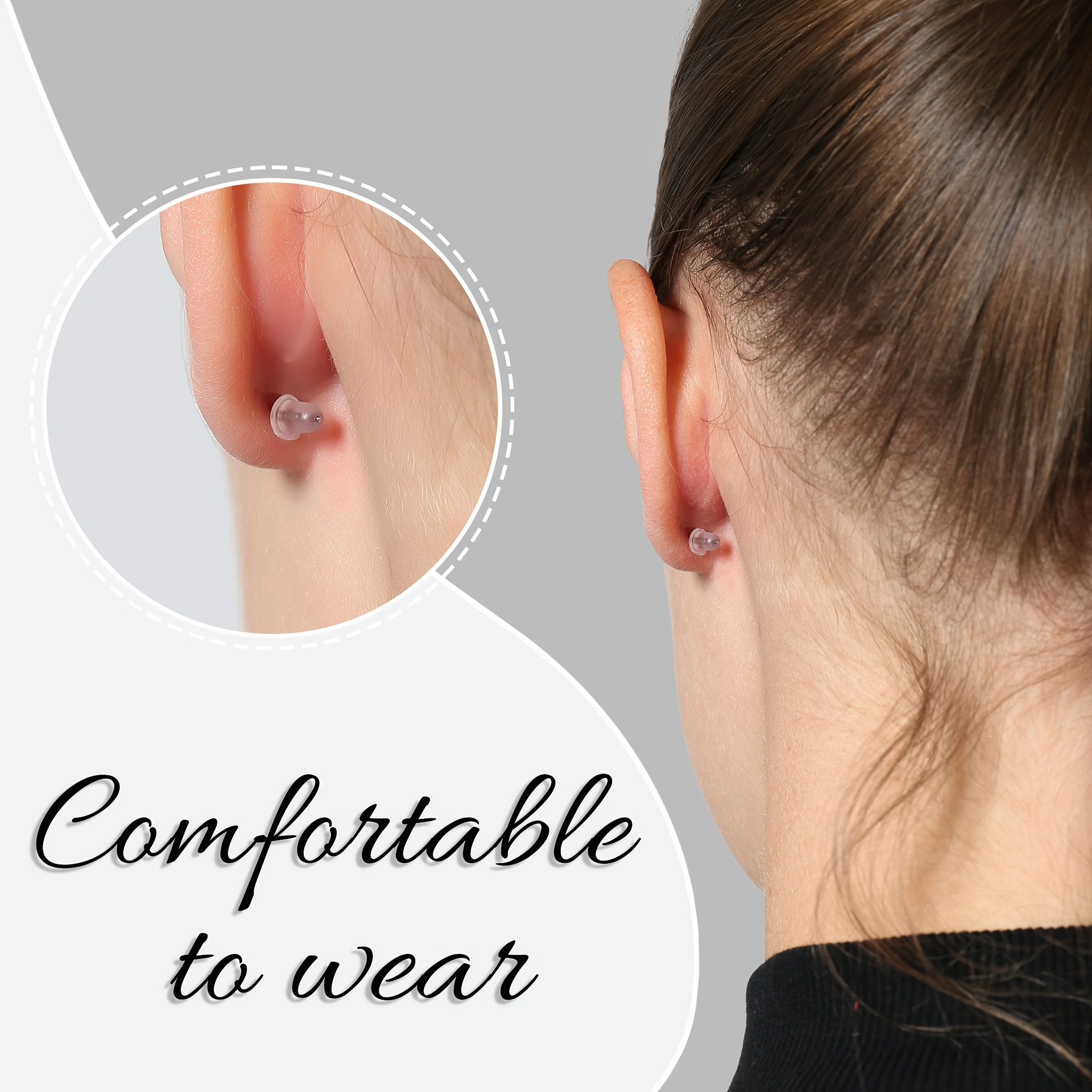 20pcs Silicone Earring Backs, Comfortable Transparent Earring Base Plugs