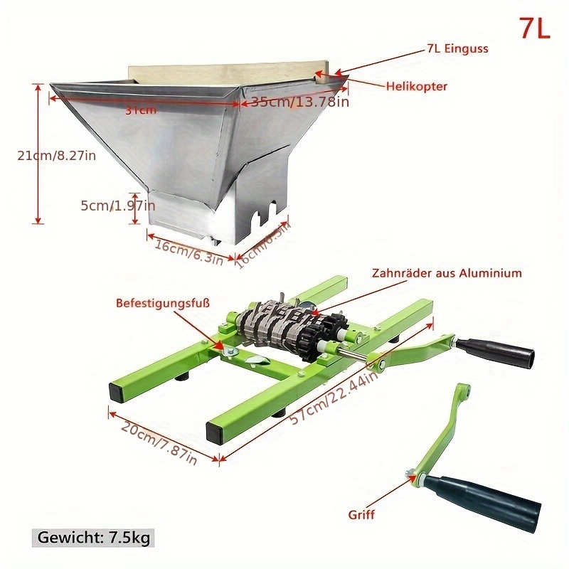7l Stainless Steel Juicer With Hand Crank Juicer Fruit Grinder Fruit Chopper Berry Grinder Grape Grinder