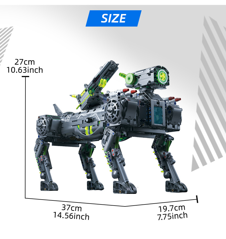 1200-teiliges mechanisches Hund-Baustein-Set, mehrgelenkige flexible Rotation, Wissenschafts- Technologie-Sinnesexplosion! Treffen Sie Technikfans Bausteinsteuerung, Geschwindigkeit zur Erstellung exklusiver mechanischer Partner.