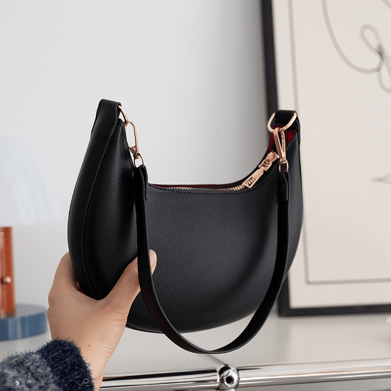 TEMU Women's Vintage Shoulder Bag - Detachable Shoulder Strap And Zipper Closure Handbag, Nylon Material And Lining, Suitable As A Valentine's Day