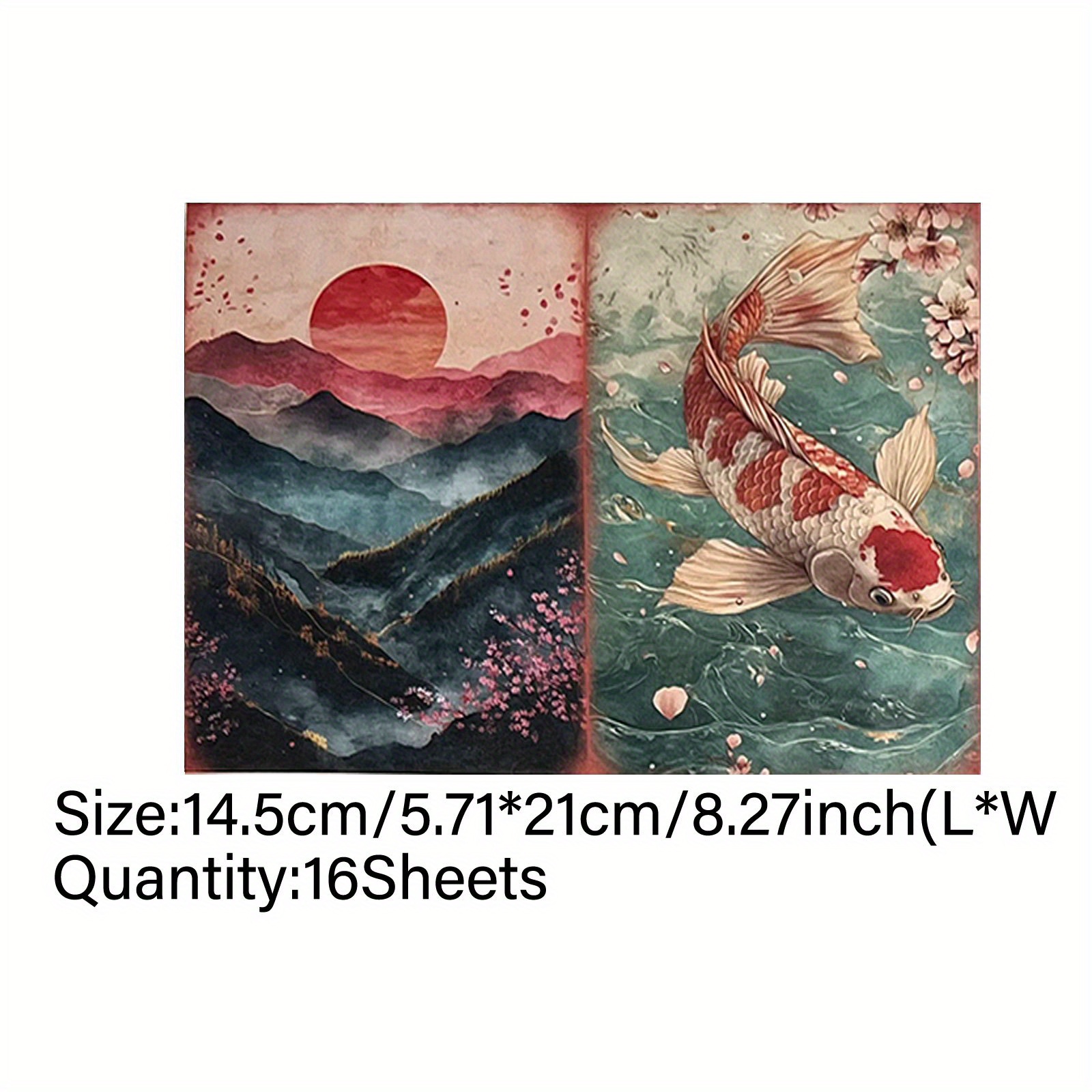 Vigus Colored Paper 16 Sheets Cherry Under Ancient Style Aesthetic Landscape Description Journal Magazine A5 Size Craft Paper