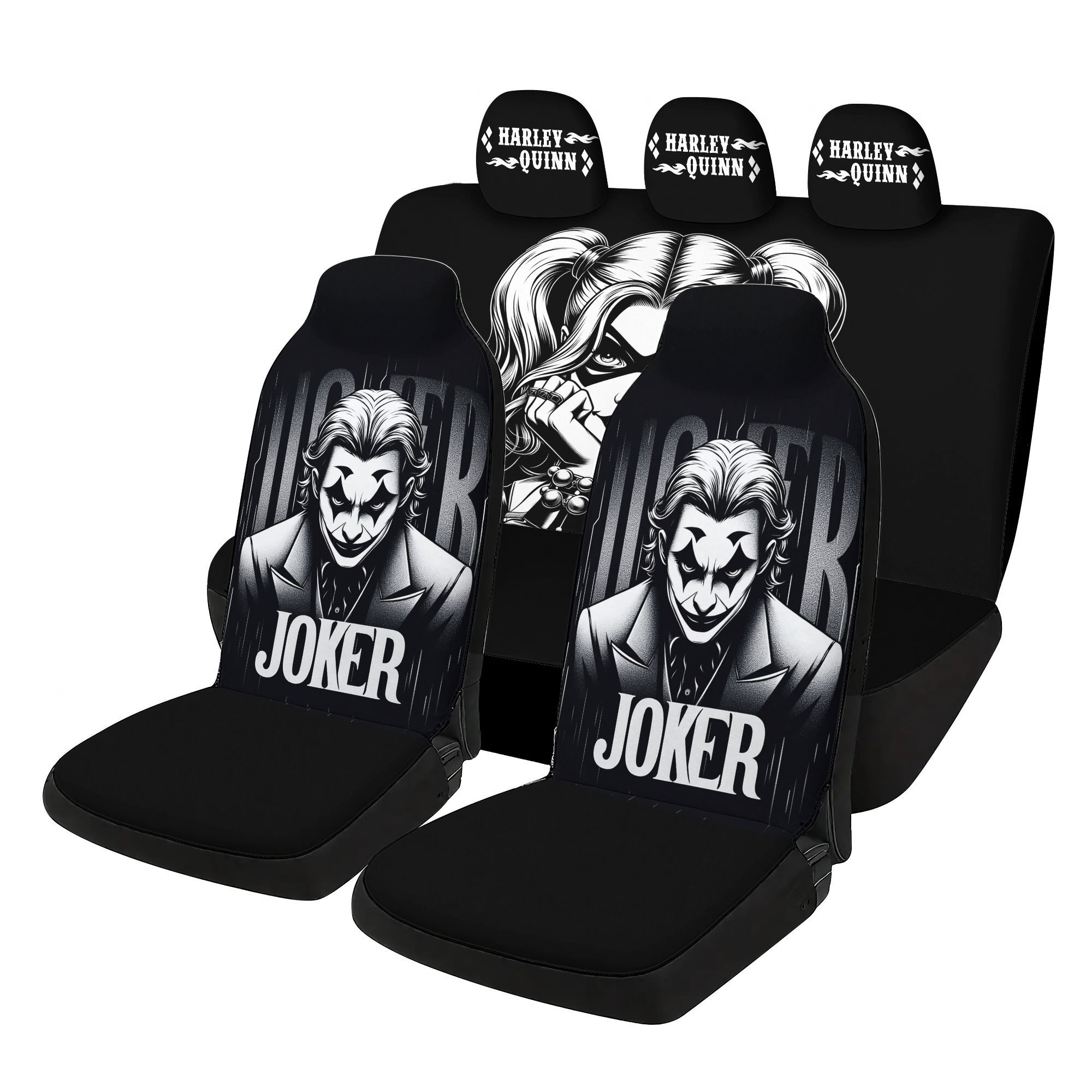 TEMU 7pcs . And Car Seat Covers Full Set 5 Seat, Including 2 Front Seat Covers + 1 Rear Seat Back Cover + 1 Rear Seat Cover + 3 Car Seat Head Covers,