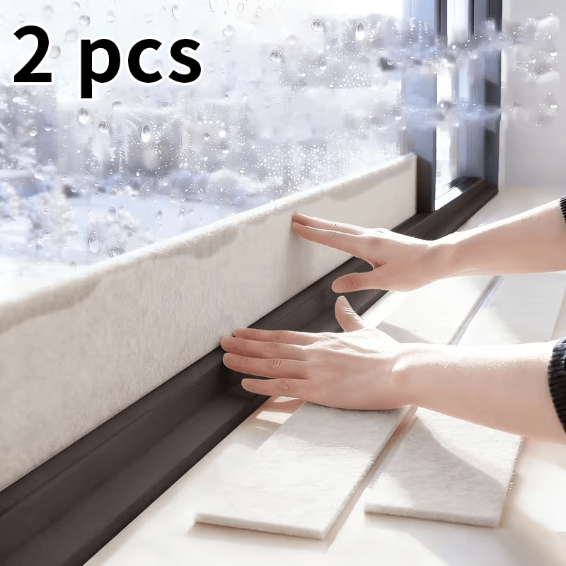 TEMU 2 Rolls Large Size Window Anti-condensation Absorbent Strips - Self-adhesive Reusable Anti-condensation Tape - Felt Moisture-absorbing Seal