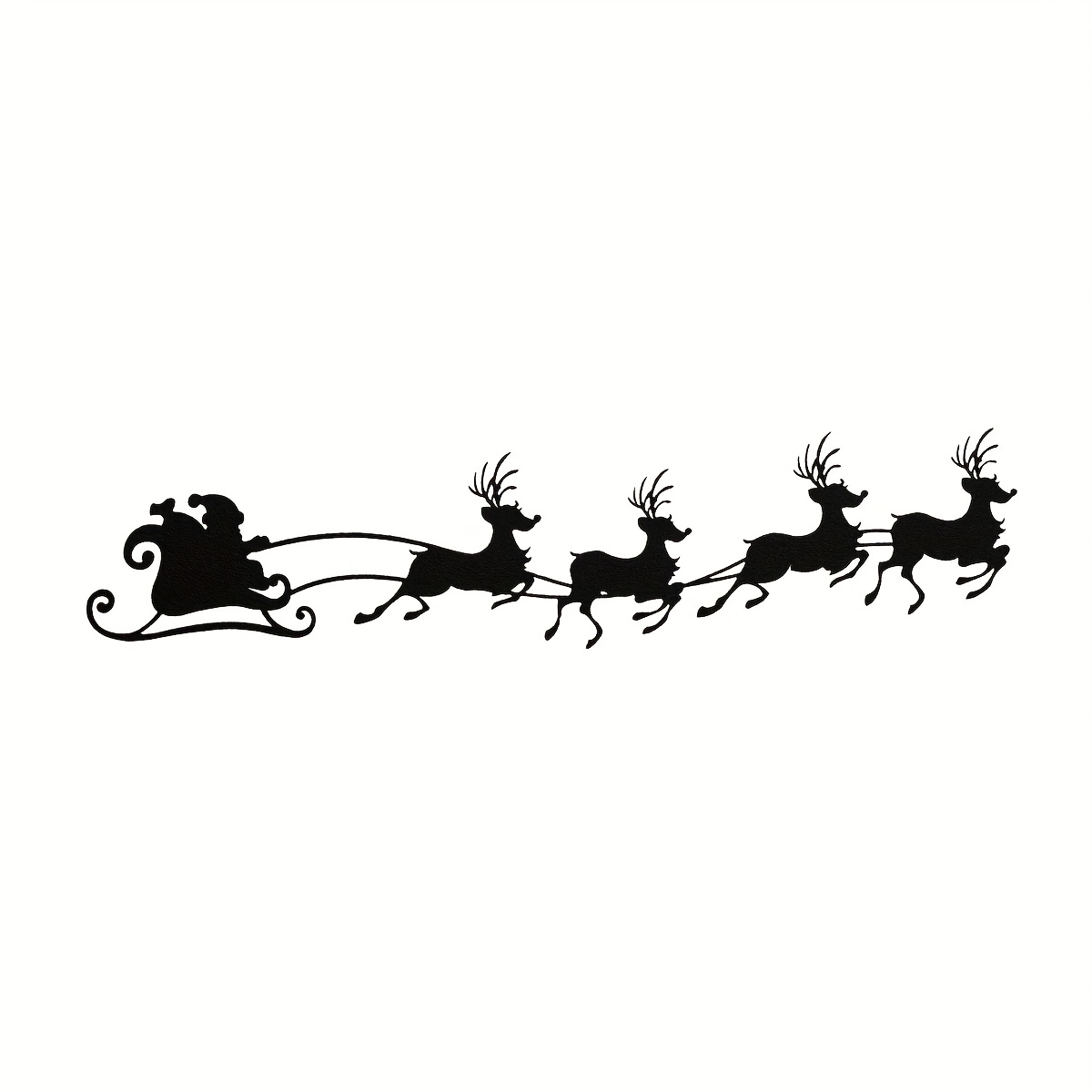 TEMU 1pc Iron Santa Claus & Flying Reindeer Wall Decor - Contemporary Metal Christmas Decoration With Reusable Frameless Santa & Leaping Reindeer,