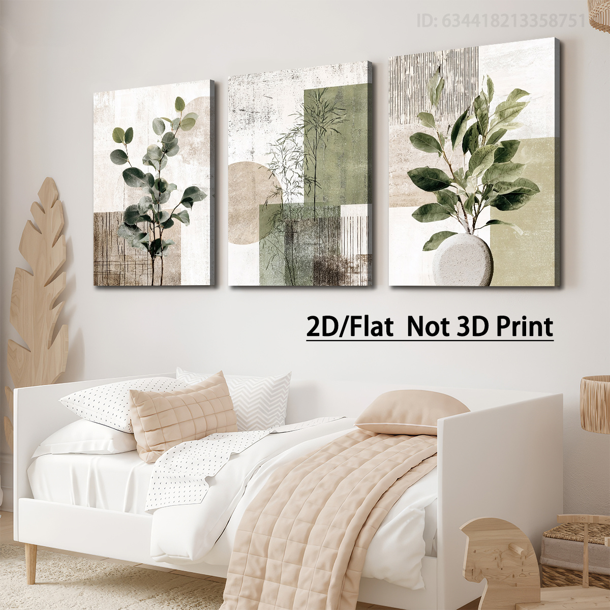 TEMU 2d Flat, 2d Flat, 2d Flat Abstract Plant Art, Halloween/christmas, Framed Canvas Painting And Poster, Ready To Hang, Home Decor, Wall Art, Room
