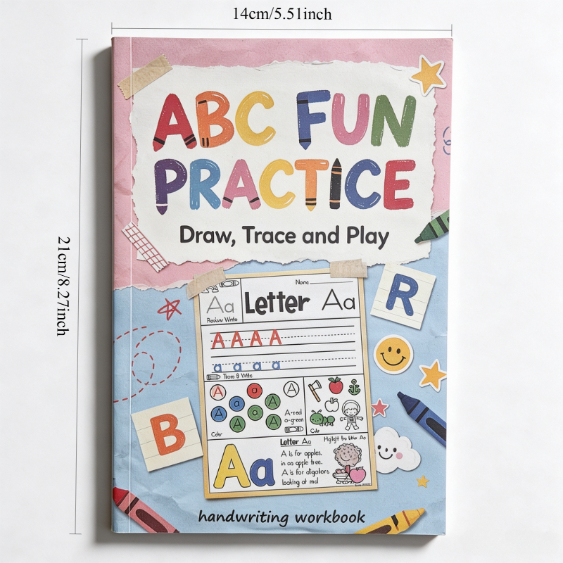 TEMU 52-page Kids Fun Handwriting Workbook, Letter Writing And Pencil Control Practice, & Lowercase Letter Tracing, Letter Coloring Games, Easy Word