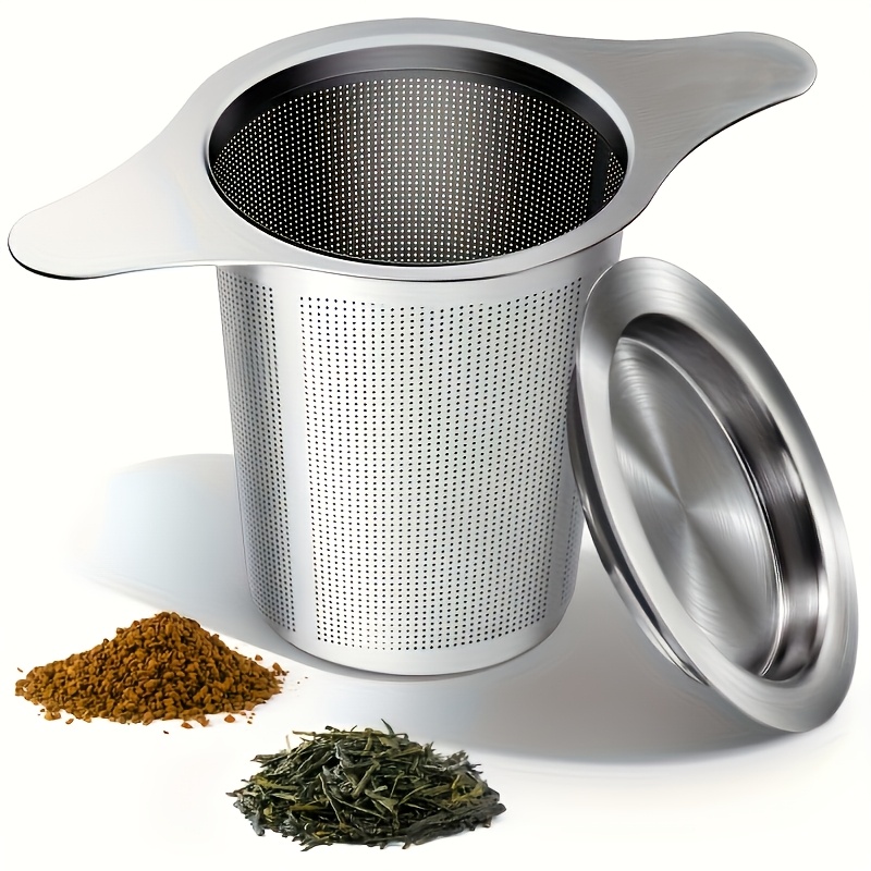 TEMU ステンレス製 茶こし ステンレス製 茶葉用茶こし 耐熱ダブルハンドル付き 極細メッシュボールインフューザー カップ用ディフューザーホルダーフィルター