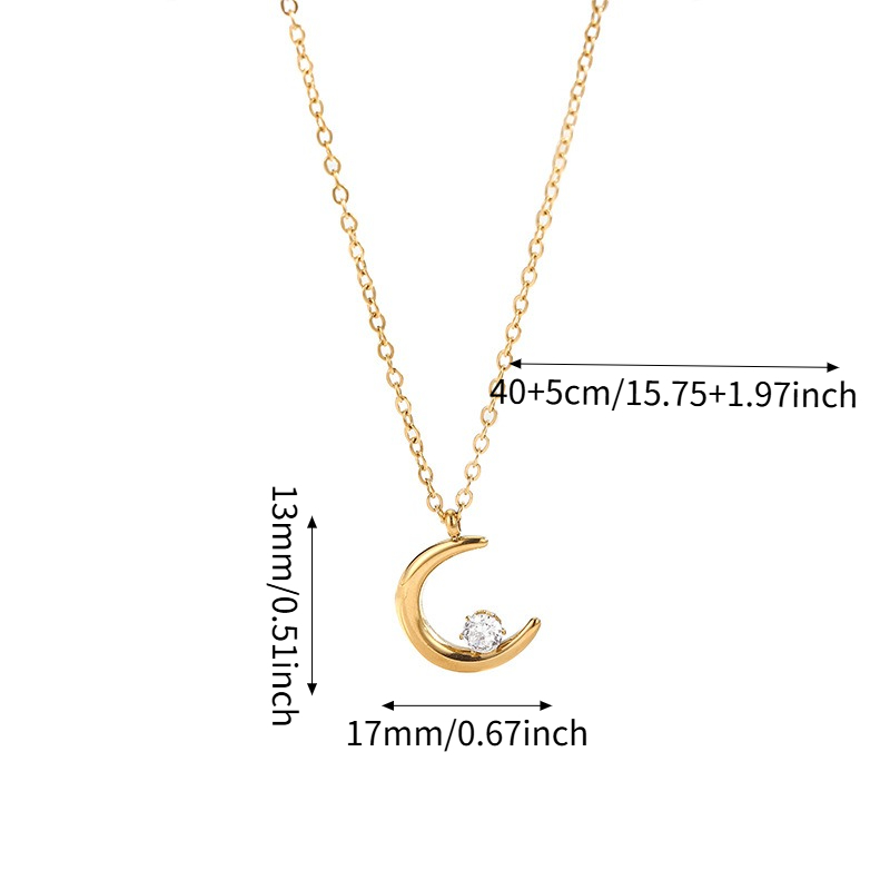 Korean Minimalist Stainless Steel Moon Pendant Necklace