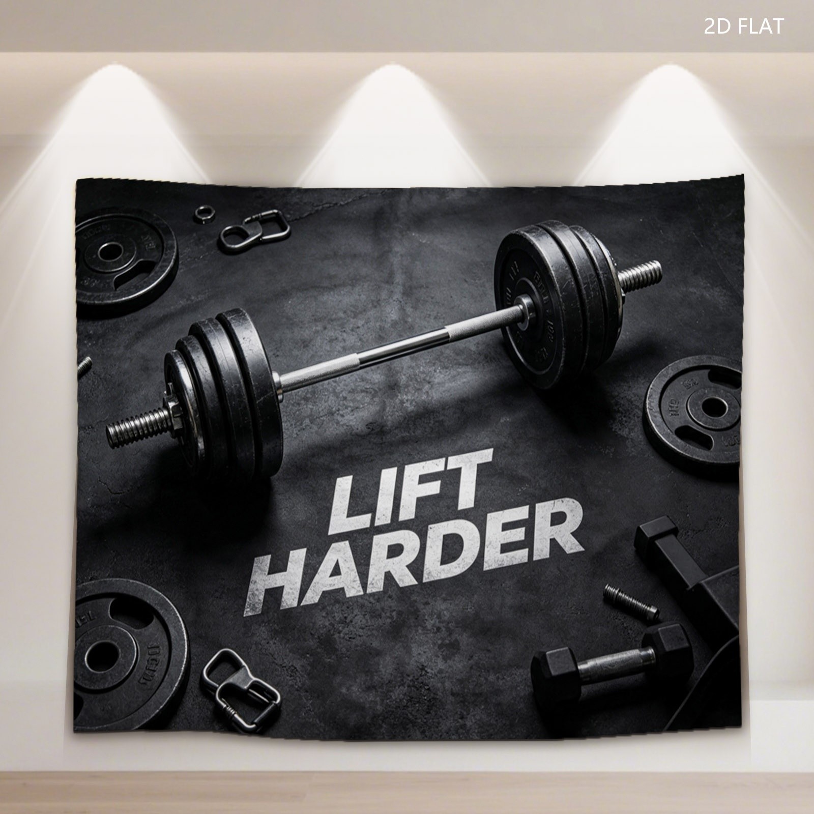 품목 사진 모티베이션 LIFT HARDER 피트니스 역도 프린트 태피스트리, 다양한 스펙으로 제공되는 단면 벽걸이 장식, 홈 짐, 거실 및 운동 공간 디스플레이용 예술적인 벽 장식