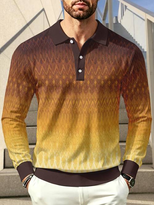 artikel foto color-blocking heren shirt met lange mouwen, 3d print, , casual top met knopen, losse zoom, lange mouw t-shirt shirt, lente en herfst zakelijk woon-werkverkeer, golf veelzijdige herenkleding