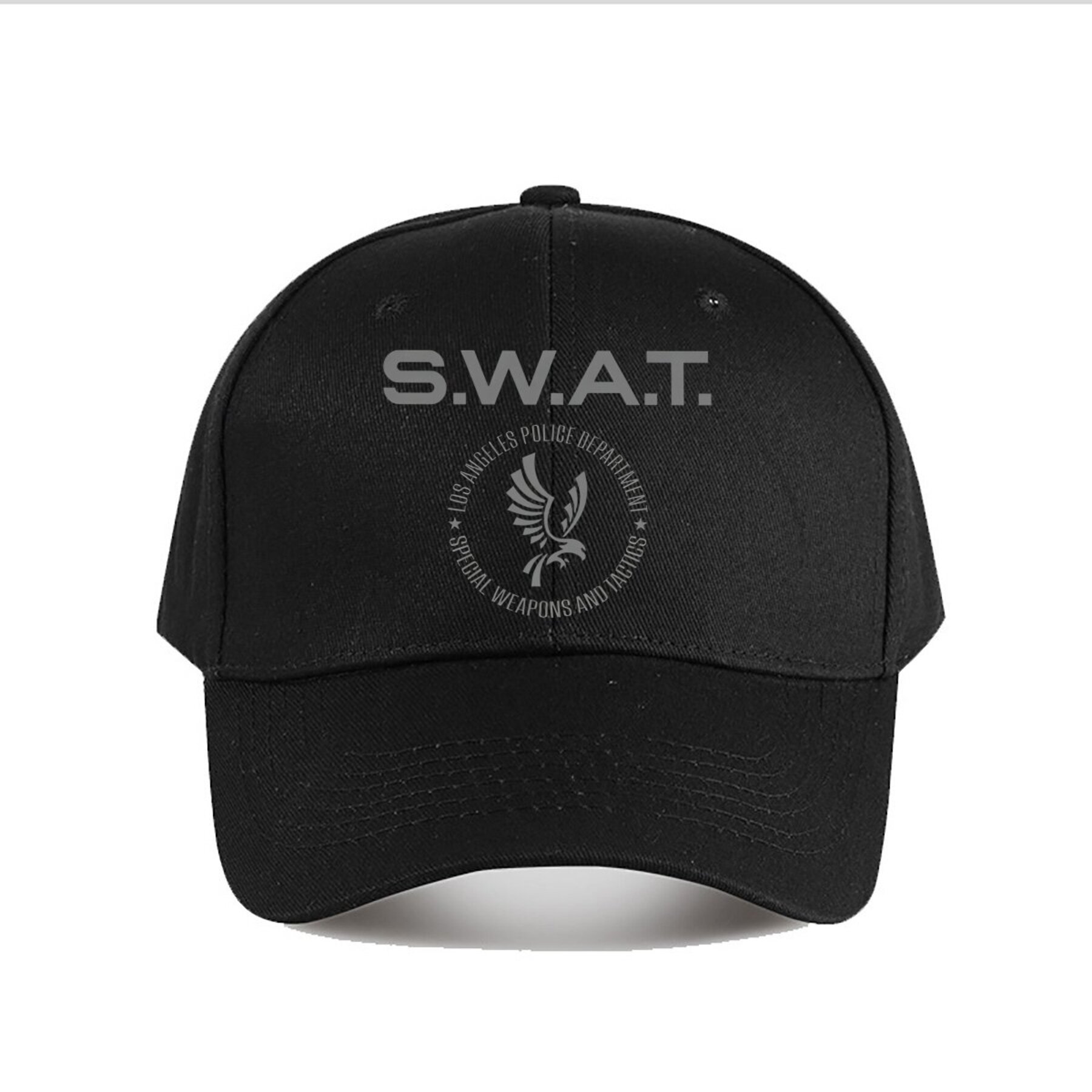 

Adjustable Swat-inspired Baseball Cap - Lightweight Polyester, Tie-dye Design, Machine Washable - Black Hat With Eagle Emblem For Casual Wear