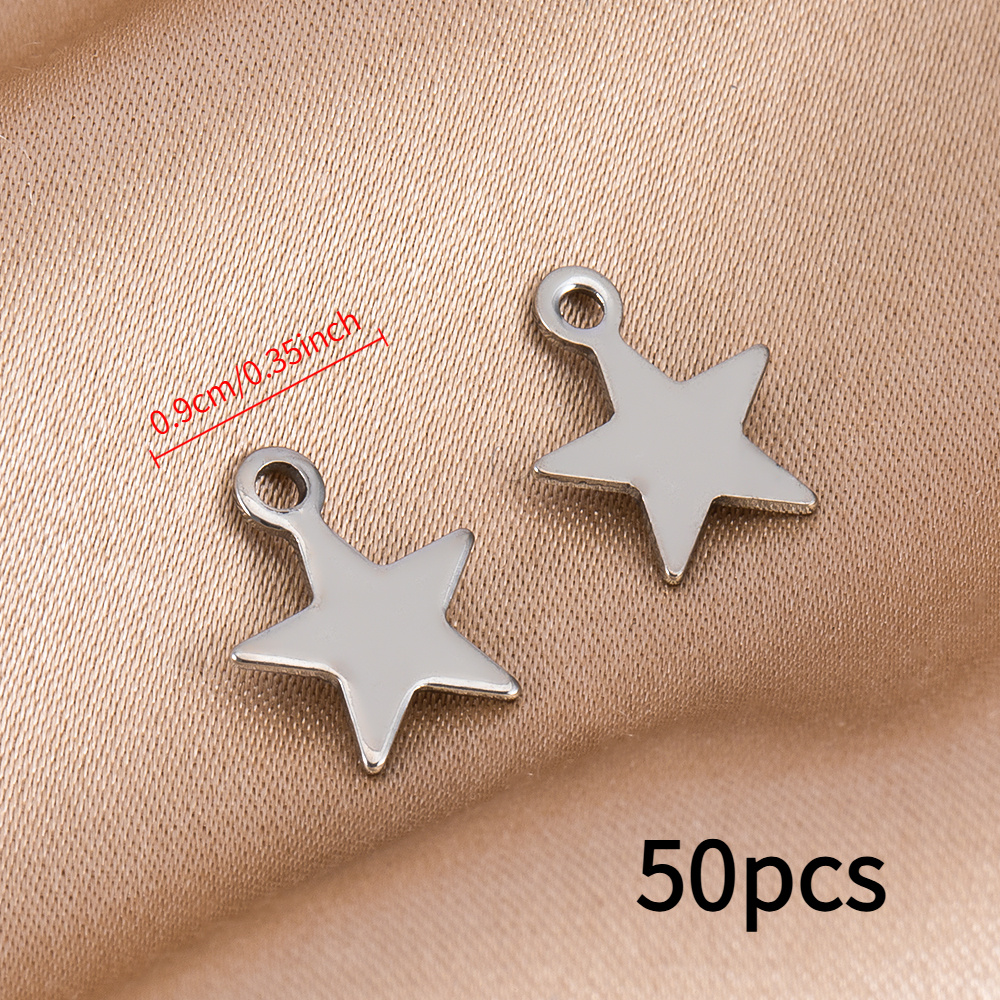 TEMU 2d Flat - 50pcs Of Stainless Steel Star Pendants, Smooth Flat Metal Discs For Necklace/bracelet Charms