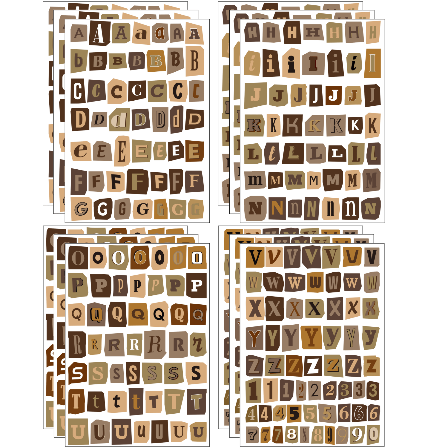 209/627pcs Vintage Alphabet Stickers Set, Collage Letter/ Stickers, Magazine Cutout Style Letters, English Letter Stickers For Journal Decor Craft/photo Album