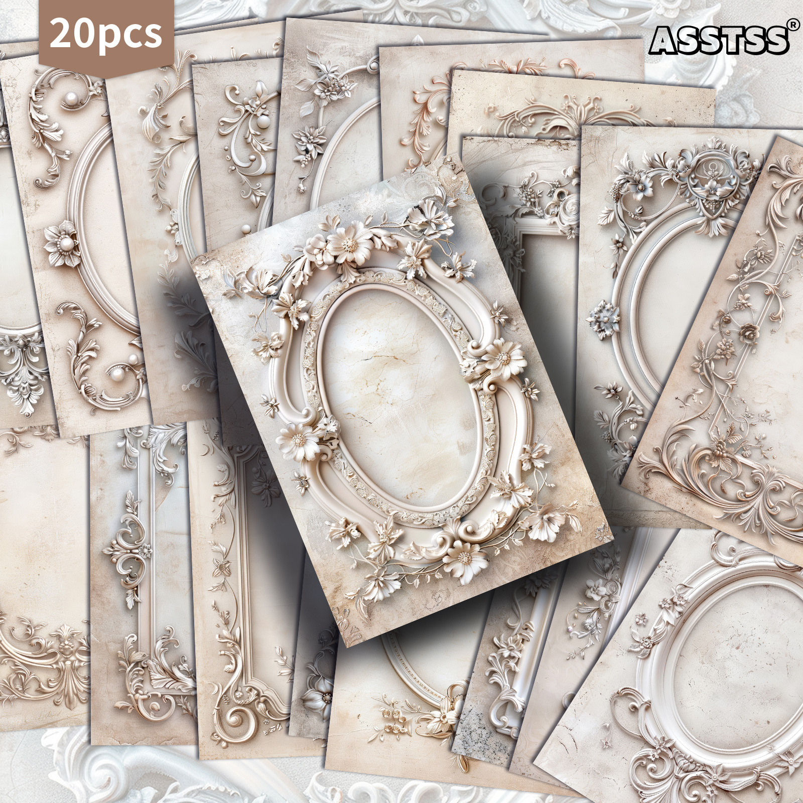 TEMU Set Of 20 Assorted Vintage Decorative Border Postcards, Measuring 4x6 Inches, Retro Junk Journals, Scrapbooking, And Crafting Projects
