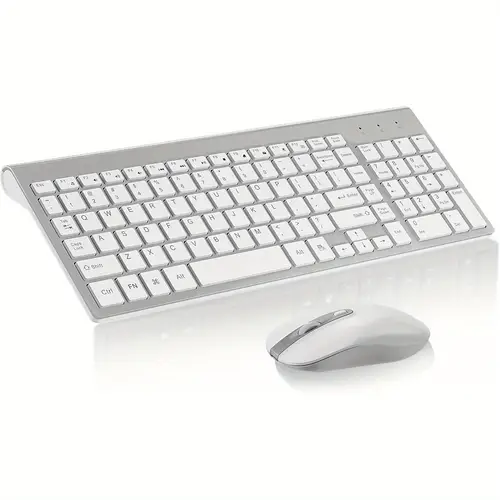 combo silent scissor switch keys labor saving keys ultra wireless computer keyboard and mouse easy setup for pc laptop windows silvery