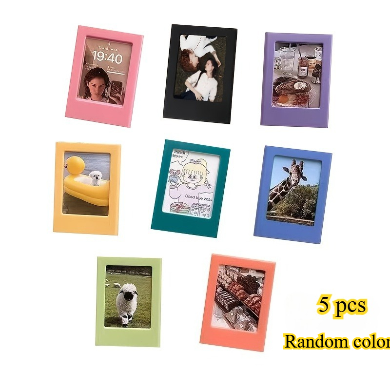 TEMU 5 cadres photo magnétiques colorés de 7,6 cm, aimants de réfrigérateur pour Fuji Instax, présentoir photo, enregistrement de , convient , de