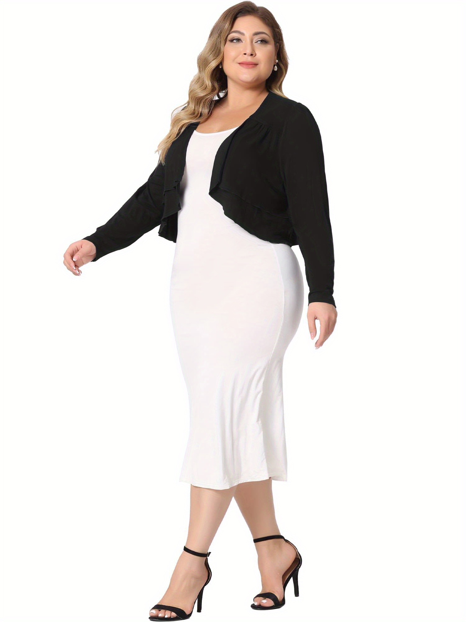 green emerald velvet dress Agnes Orinda Plus Size Bolero Shrug Cardigan for Women Business Office Long  Sleeve Peter Pan Crop Shrugs Jackets 3X Navy Blue at Amazon Women's Clothing  store