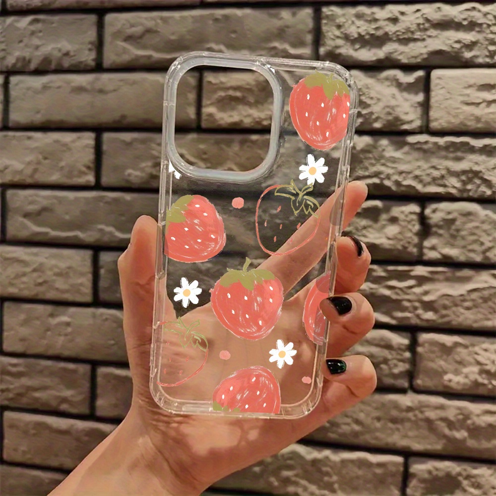 Cute Kawaii Strawberry Flower IPhone XR Case - Girly Aesthetic TPU Phone Cover For Women & Teens