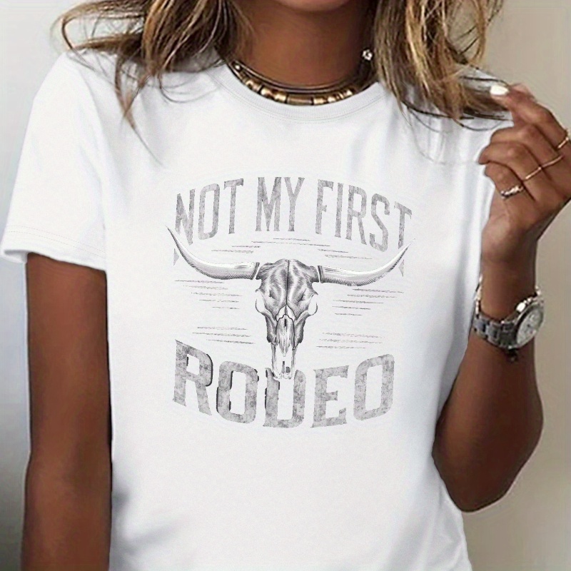 

Chic 'not Rodeo' Graphic Tee For Women - Soft, Short Sleeve, Crew Neck Casual Top - , Print, Tops