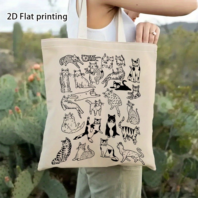 1pc Single-size, Whimsical Cat-themed Tote Bag, Perfect For Shopping, Stylish Enough For Everyday Use, Made Of High-quality Leak-proof Material, A Great Gift For Cat Lovers, Perfect For Halloween