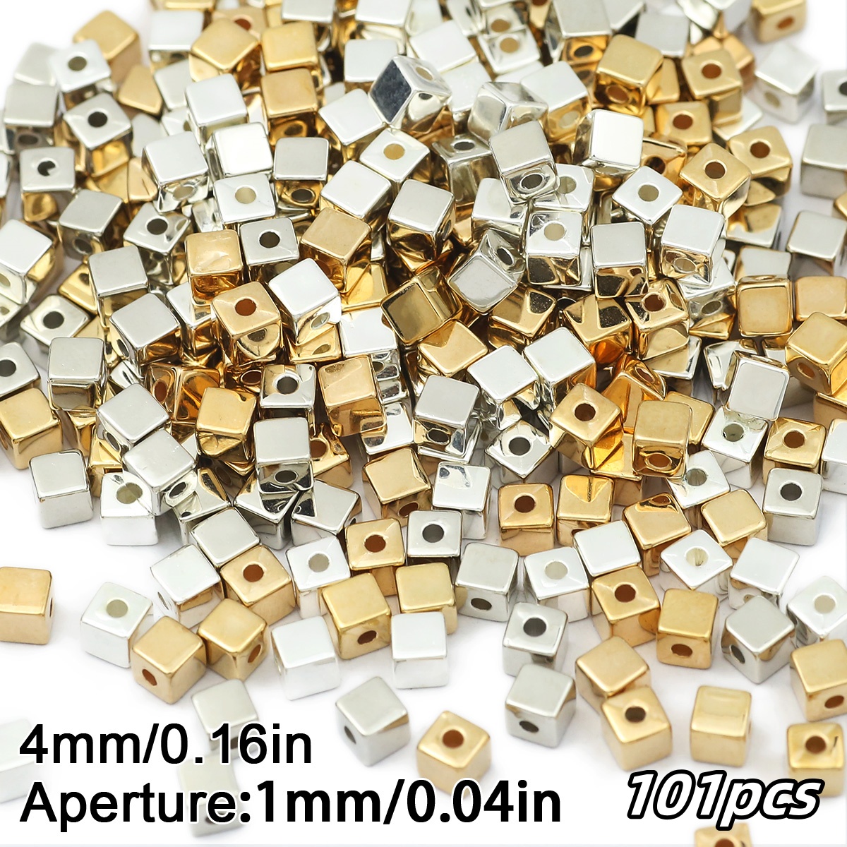 TEMU Perline quadrate // da 4*4 mm con per infilare, adatte per materiali di braccialetti e collane, ciondoli per orecchini, decorazioni creative e