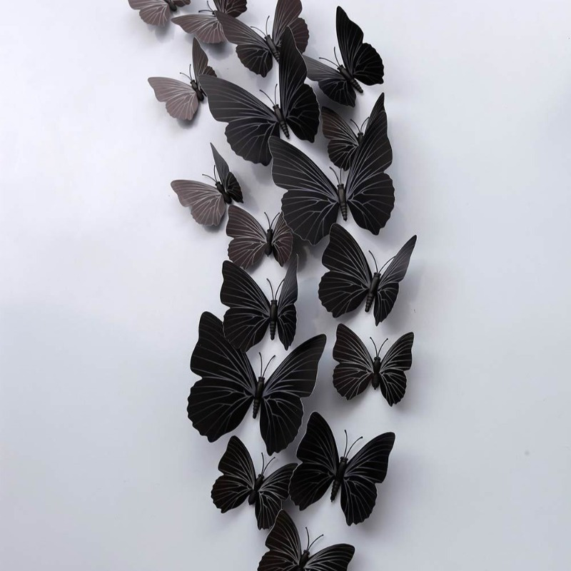

12-pack Wall Stickers, Pvc Butterflies, Style, Self-adhesive Decor For Home And Office