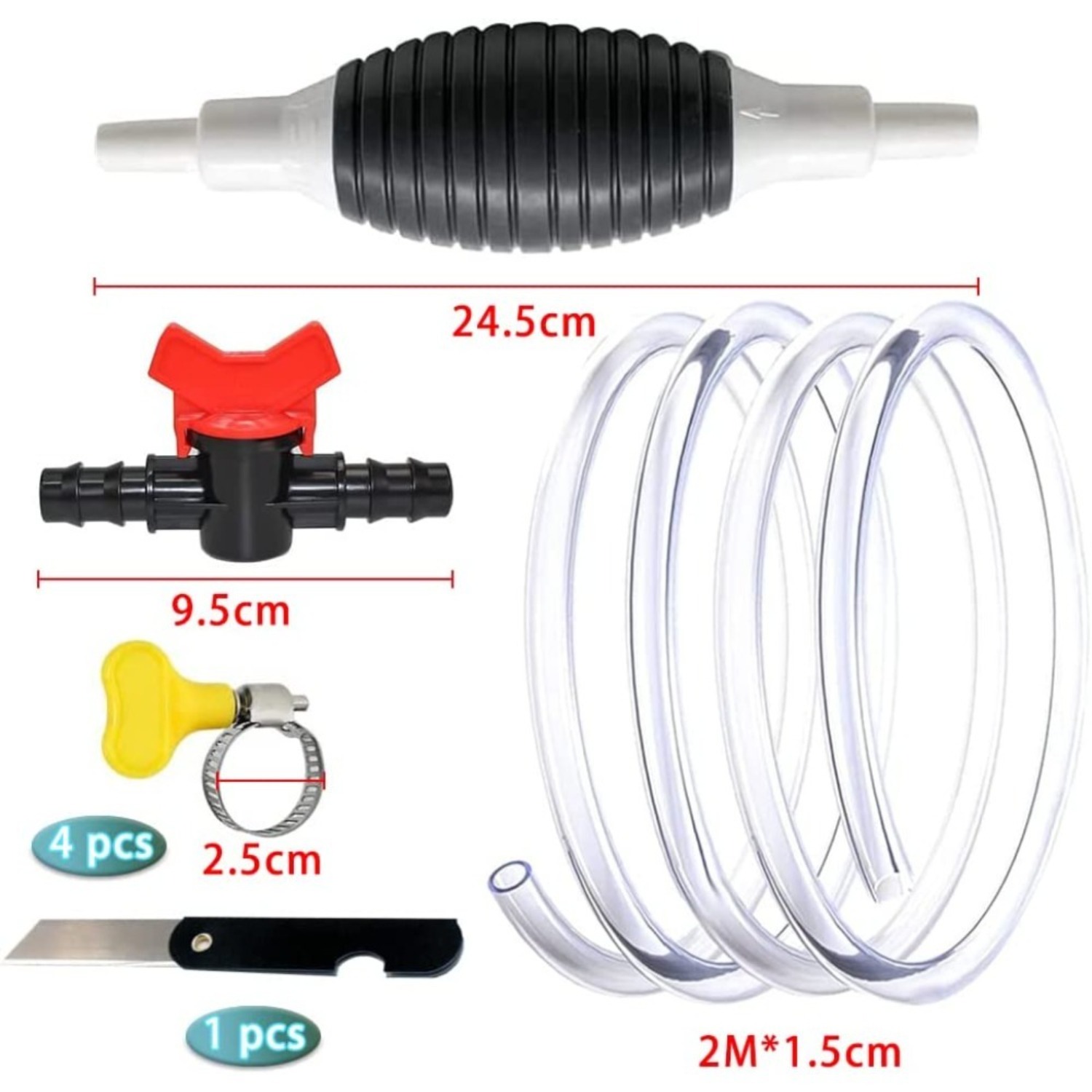 Practical 2-metre-long Vehicle Emergency Oil Extractor With Manual Oil Pump And Suction Hose