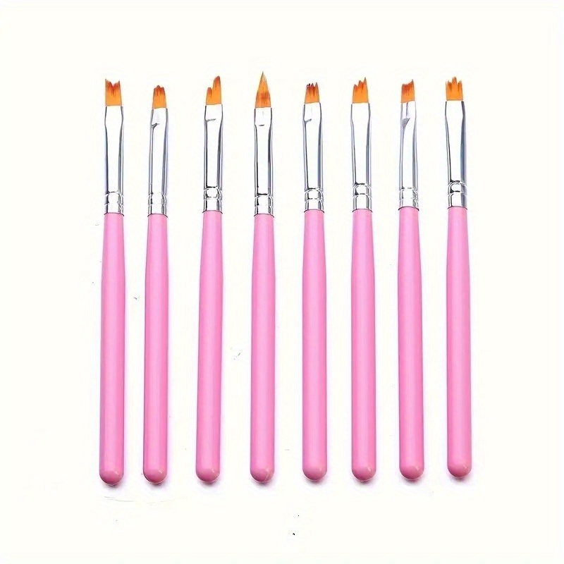 TEMU 8pcs Professional Nail Art Brush Set - High-quality Design Tools For 3d Gel, Acrylic & Salon - Beginners & Pros