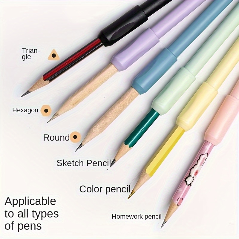 a multi color pencil extender for artists suitable for writing drawing sketching more comfortable compatible with round   hexagon shaped pencils suitable  14 and above multiple colors details 3