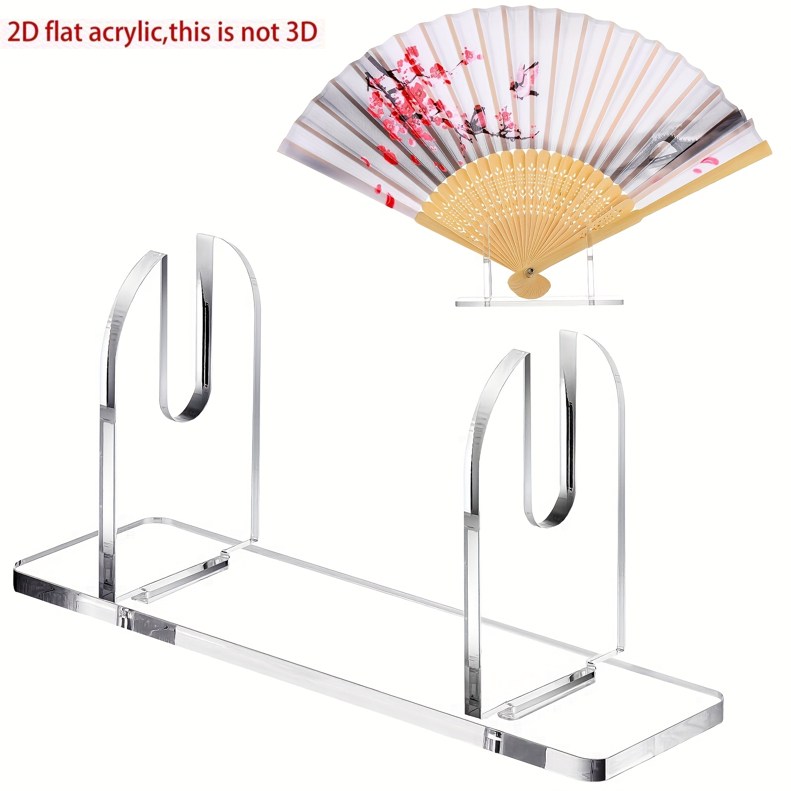 TEMU 1pc Foldable Acrylic Suitable For, Office, Bedside - Collapsible Transparent Handheld Fan Holder With Base Display Rack, Portable Tabletop Easel