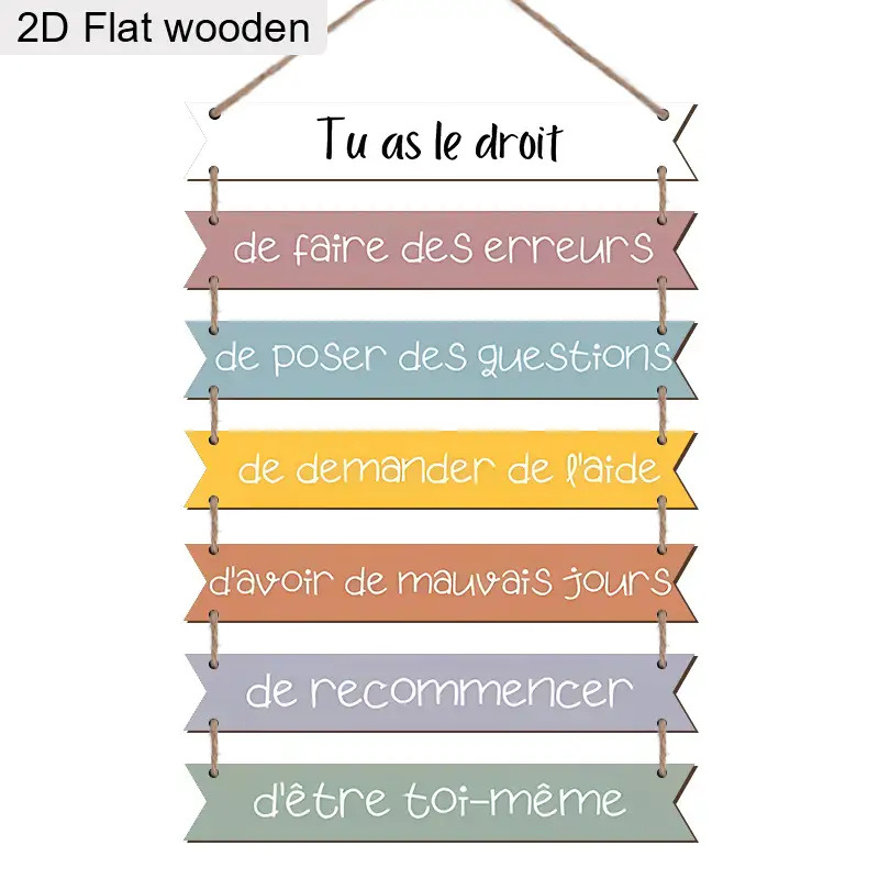 TEMU Plat 2D, 7 pièces Décoration Murale Éducative Plate 2D en Bois Style Français Portrait, Décoration Murale à Suspendre en Bois pour Maison et