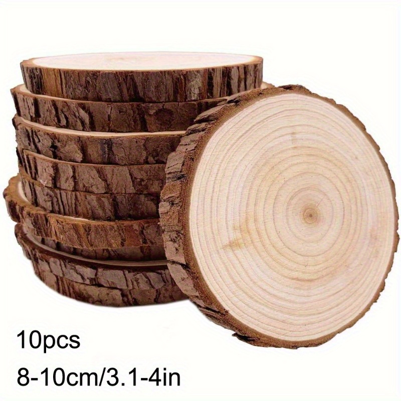 10pcs Unfinished Wood Chips With Bark, Suitable For Crafts, Rustic Wedding, Craft Wood Snail Sets Suitable For All Kinds Of Holidays