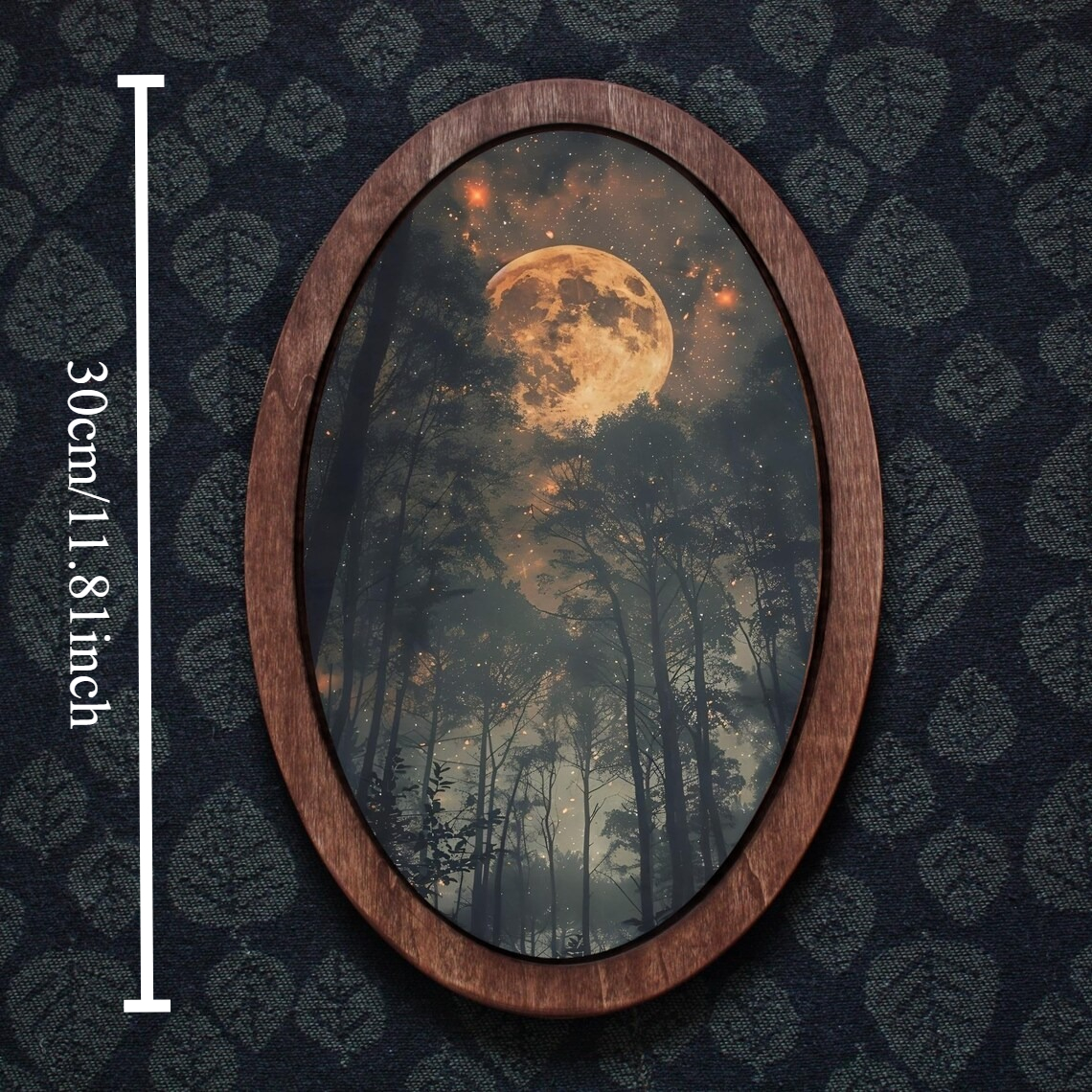 TEMU Art mural plat 2D, style gothique Dark Academia - Panneau en bois avec peinture de ciel avec , ovale, convient pour la décoration de chambre et