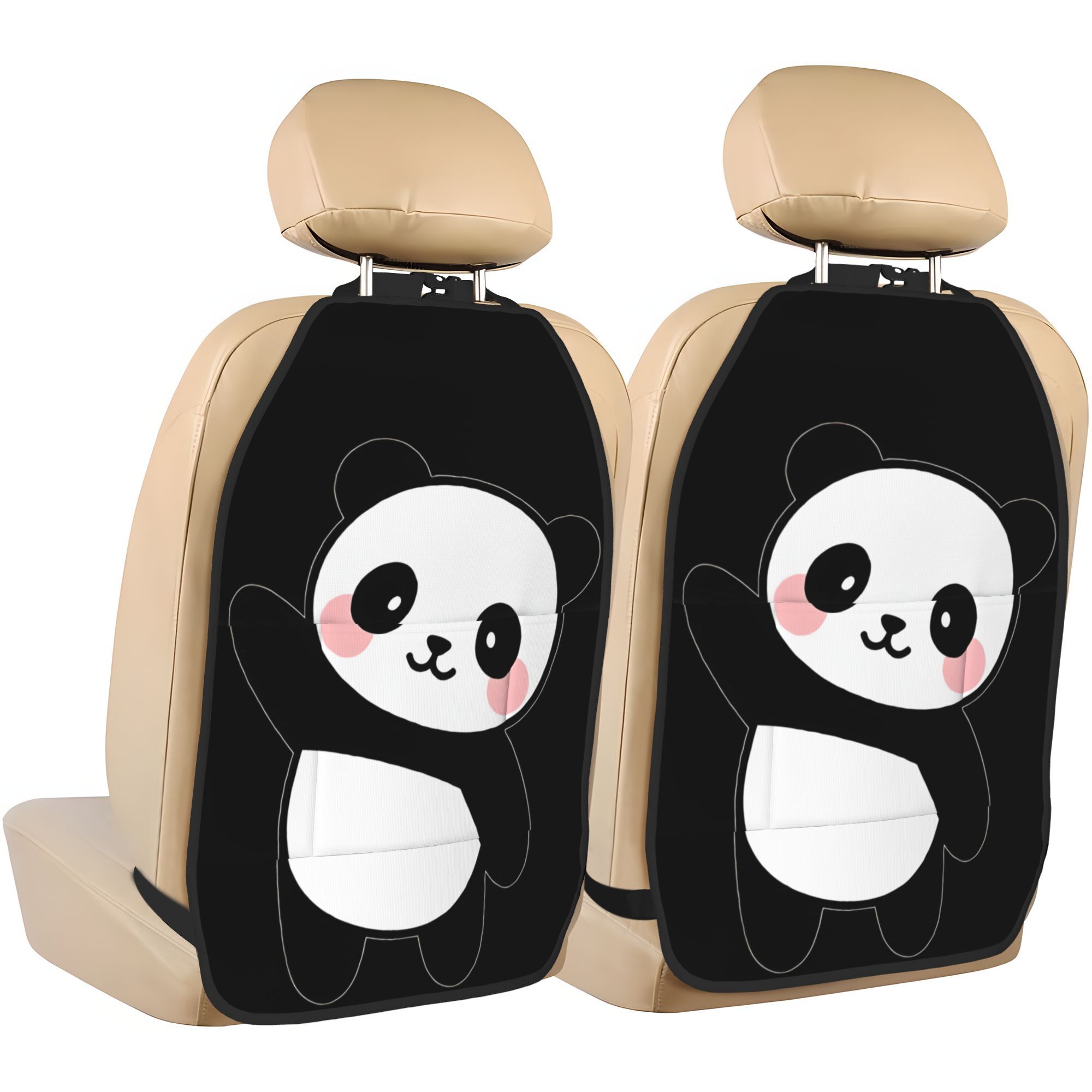 TEMU 2pcs Cartoon Panda Design Car Seat Back Organizer - Versatile, Adjustable, And Resistant To , This Polyester Storage Bag Keep Your Vehicle Clean