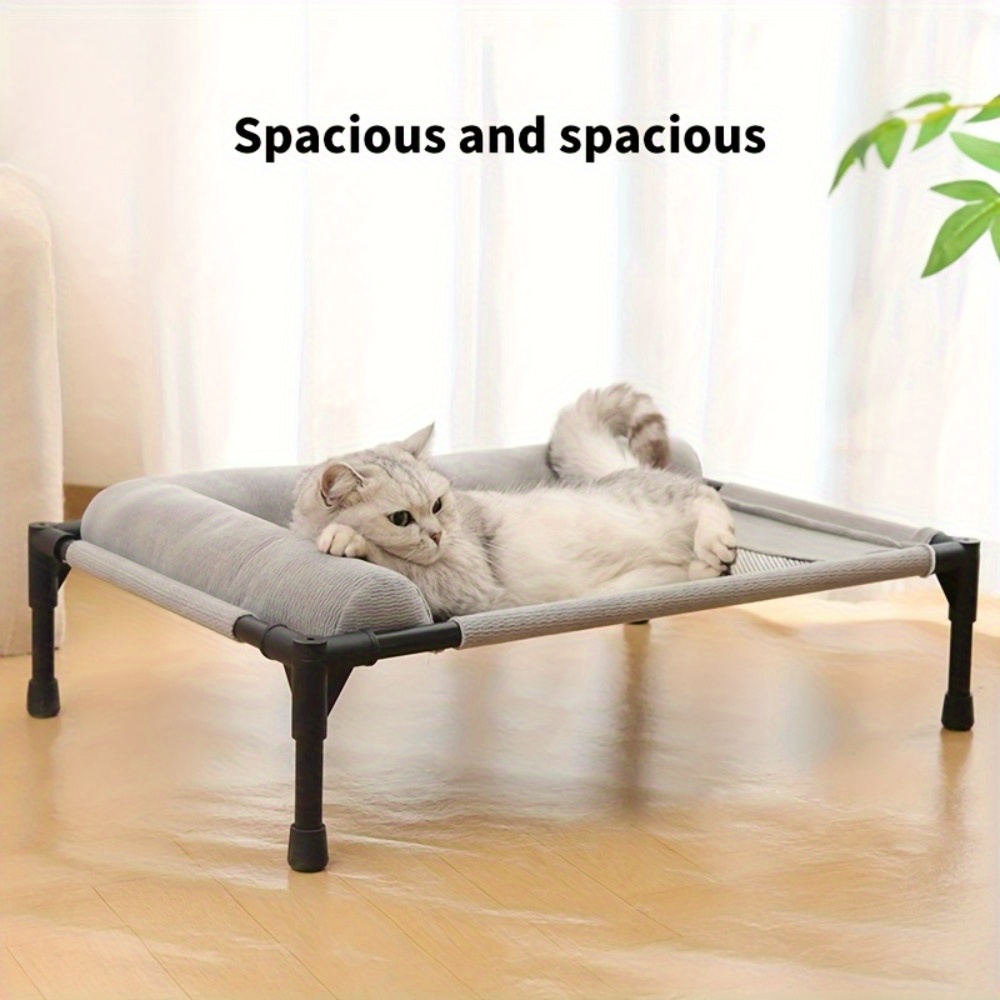 elevated pet bed for cats small dogs breathable moisture proof washable polyester with neck support pillow high strength carbon fiber frame   universal detachable for   comfortable sleeping lounger for indoor pets indoor pet furniture   furniture durable pet furniture Product details 0