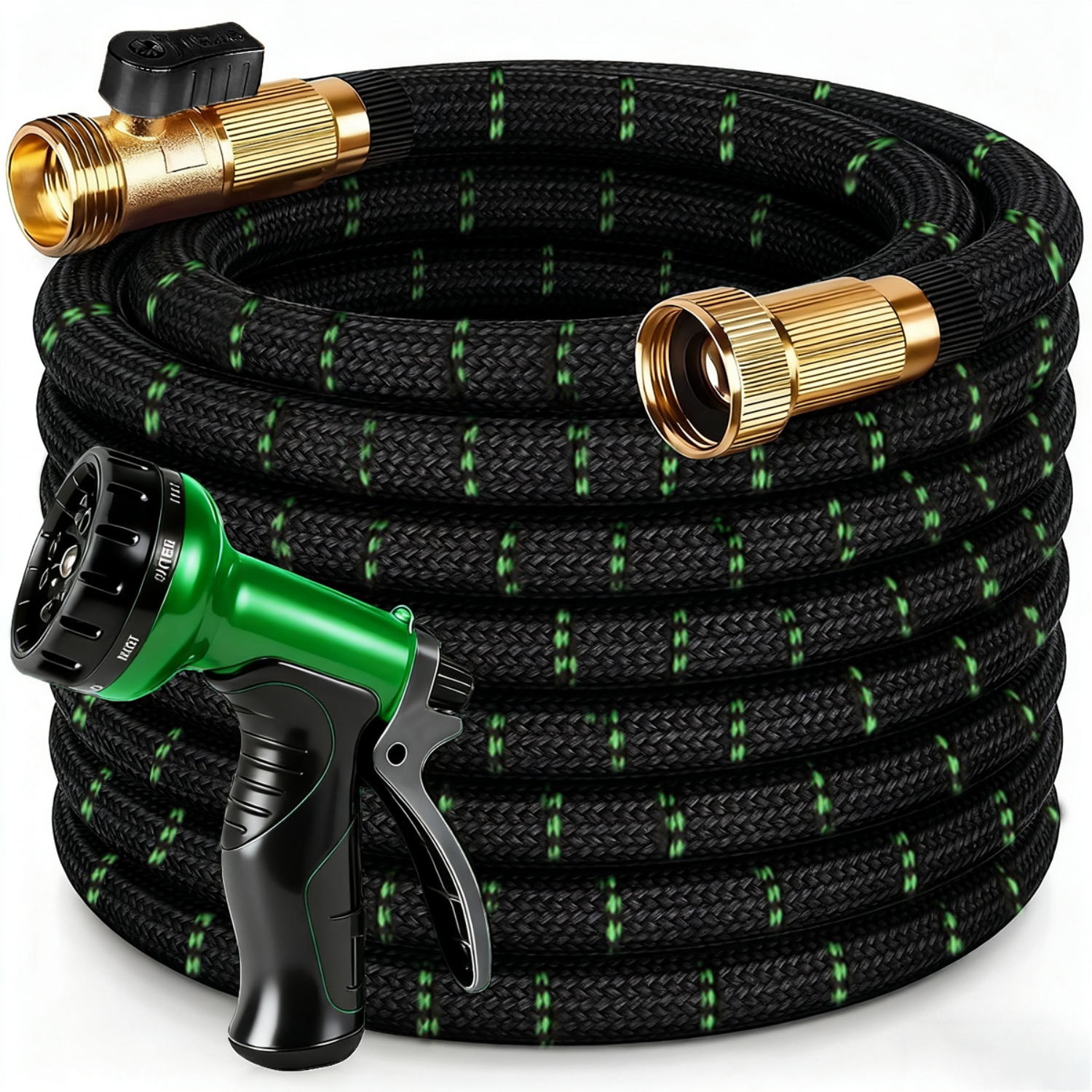 item picture 25 50 75 100ft heavy duty garden hose non expandable with 3 4 solid brass fittings leakproof design   threads perfect for gardening cleaning forestry