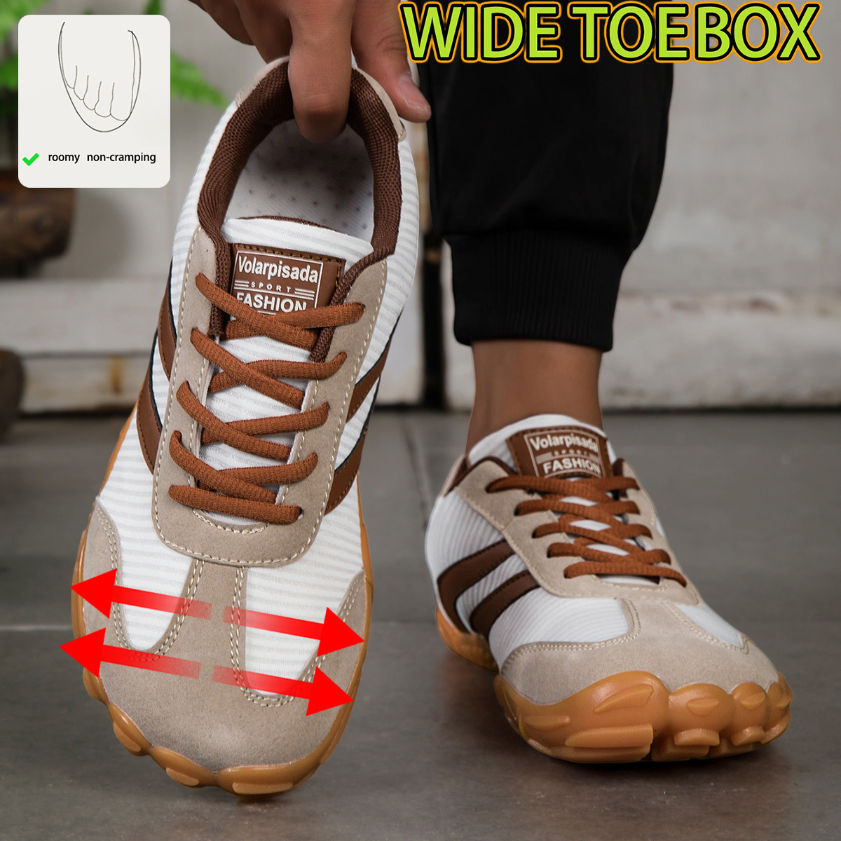Wide Toe Box Retro Style Running Sneakers, With Mixed-material Upper For And Durability, Signature , Grippy Serrated Outsole, And Lightweight Build. Great For Everyday Wear, , Short Trips And Light