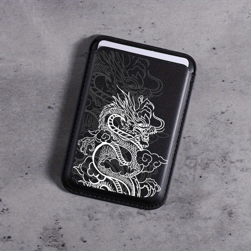 For Iphone 16 Creative Advanced Pu Leather Grey Dragon Pattern Magnet For Iphone 15 14 Pro Max Wallet Ultra-thin Protective Design Can Hold 1-3 Credit Cards Or Id Cards K1