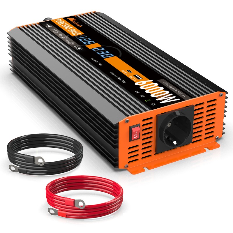 item picture 6000w 2500w   pure sine   inverter 12v to 230v with led display   protection compatible with solar panels designed for rvs boats camping heavy duty six major protections
