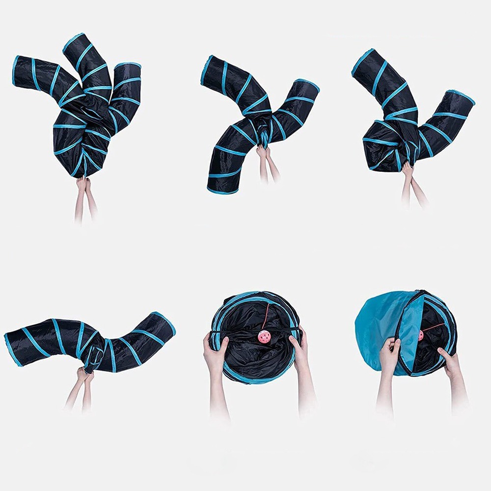 Image of Cat Tunnel Interactive Pop Up Play Tunnel, Foldable Tube Toy For Indoor Cats Kittens Rabbits Guinea Pigs