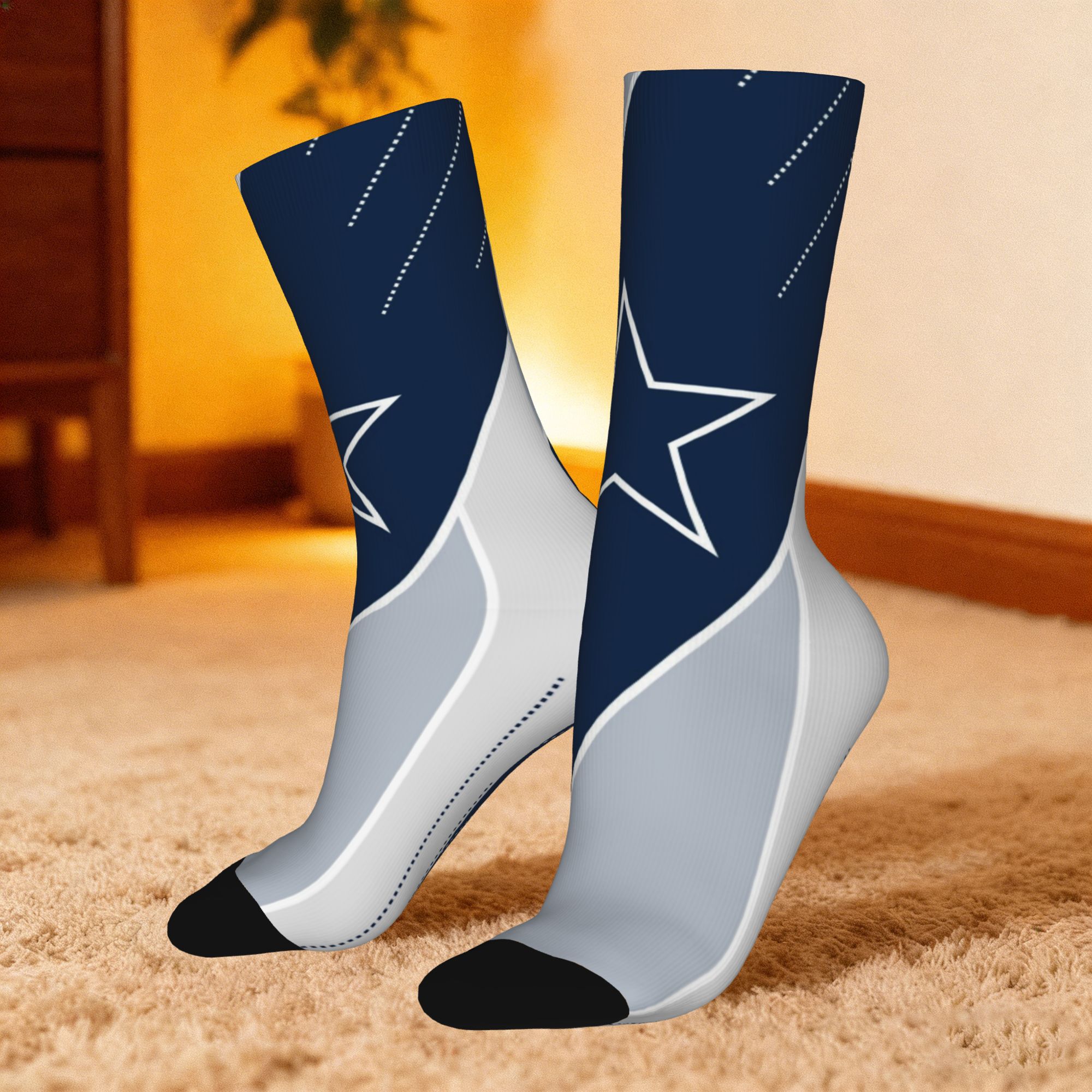 TEMU 1 Pair Hip Hop Style Retro Slanted 5 Pointed Team Simple Geometric Crazy Men's Compression Socks Unisex Street Style Pattern Printed Funny