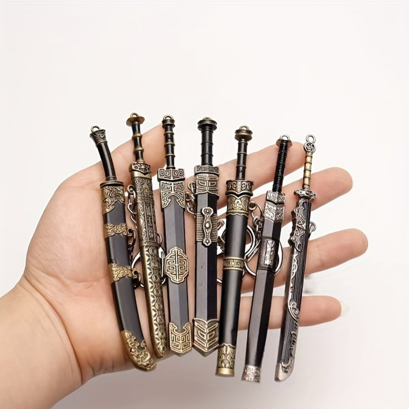 7pcs Royal Court Style Mini Sword Keychain Set