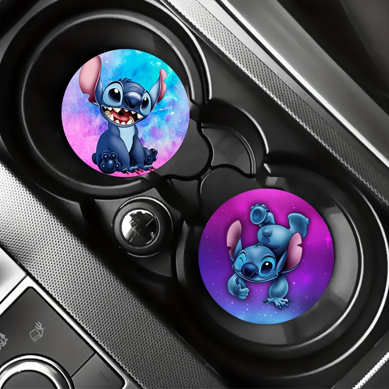 

2pcs Stitch Cartoon Acrylic Car Coasters, Non-slip Heat Insulation Cup Pad Mat, Car Cup Holder Coaster, Home Table Coaster, Car Interior Accessories, Car Decor