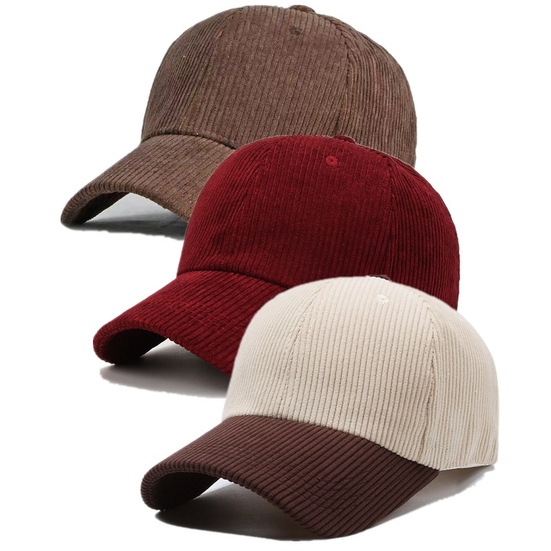 TEMU 3pcs Spring Autumn Winter Adjustable Corduroy Baseball Caps Outdoor Travel Men's Outdoor Baseball Women's Twill Baseball