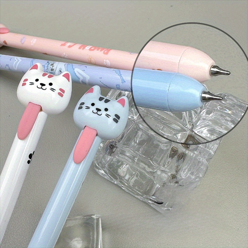 4pcs 1set four different colors of funny cats pull out gel pens decompression office   pens quick drying writing pens creative gel pens   used for writing and office work Product details 5