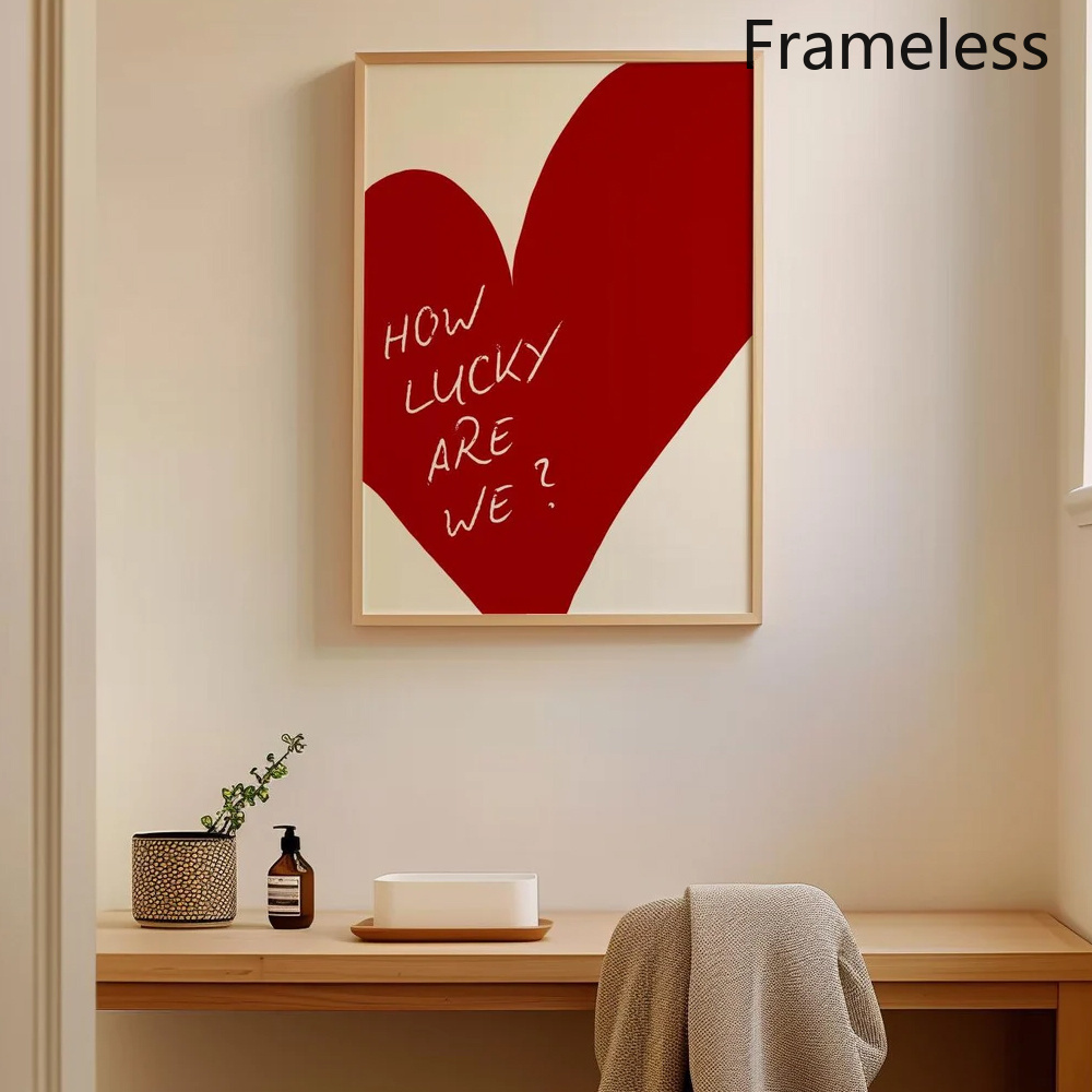 TEMU 2d Flat, 1pc 'how Are We' Modern Vertical Wall Art Print - Red Heart And Love Quote Suitable For Bedroom, Dorm Decor - Unframed Ink/ Vertical