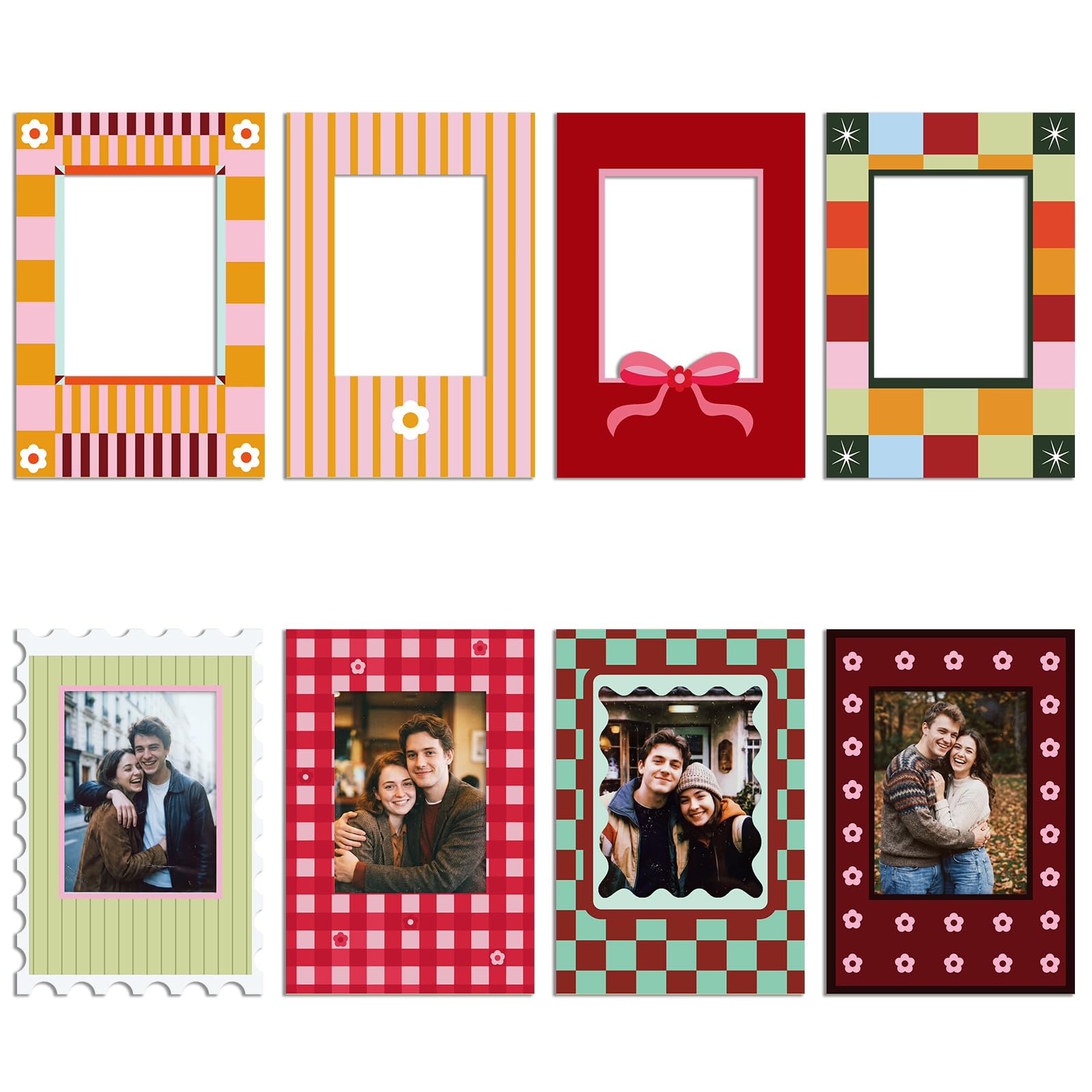 TEMU 8pcs Magnetic Fridge Photo Frame Set, Fridge Magnet Frames Compatible With Mini 2' X 3' Photo, Colorful Vintage For Refrigerator & Home Decor
