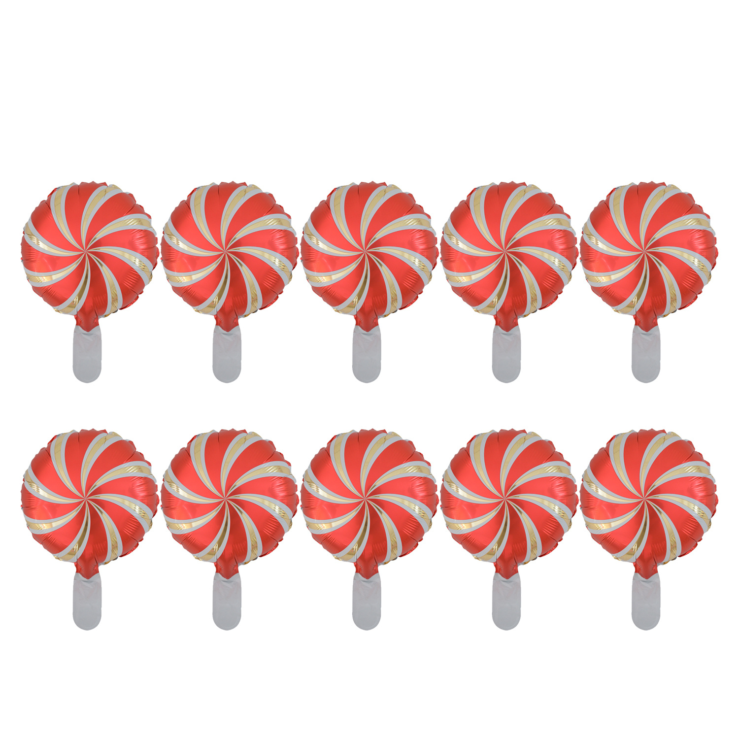 TEMU 10pcs 10-inch Red And Golden Pinwheel Balloons For Christmas Decorations And New Year's Party Decorations